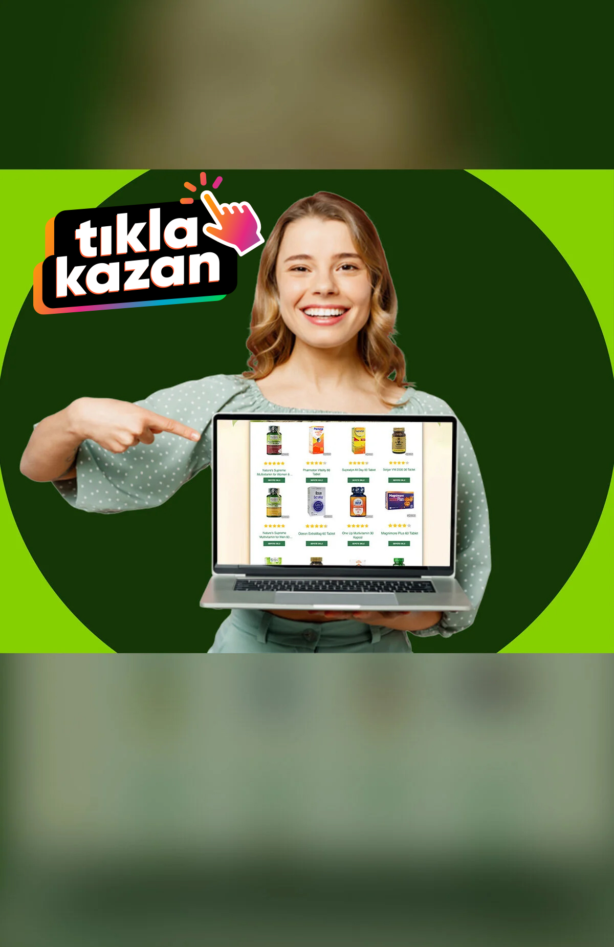 Tıkla Kazan butonuyla vitaminler.com'da %3 Paracık kazan.%3 Paracık kazan -1