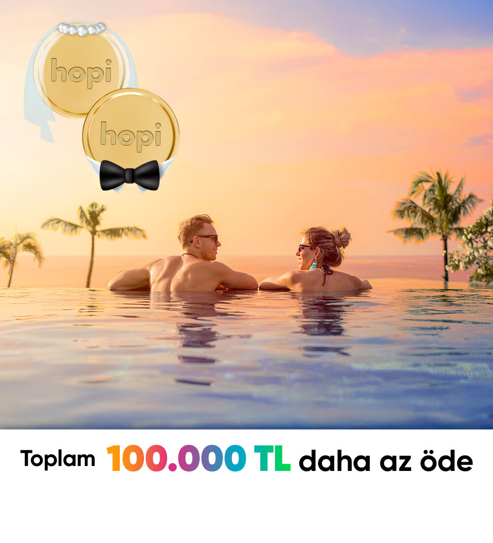 Jolly ile 100.000 TL ve üzeri seçili yurtiçi otel rezervasyonlarında geçerli 5.000 Paracık kazan. Sağ üst köşedeki paylaş ikonuna tıkla, düğün hazırlığı yapan yakınlarına WhatsApp’tan gönder, sen de mutluluklarına destek ol. :)5.000 Paracık kazan -1