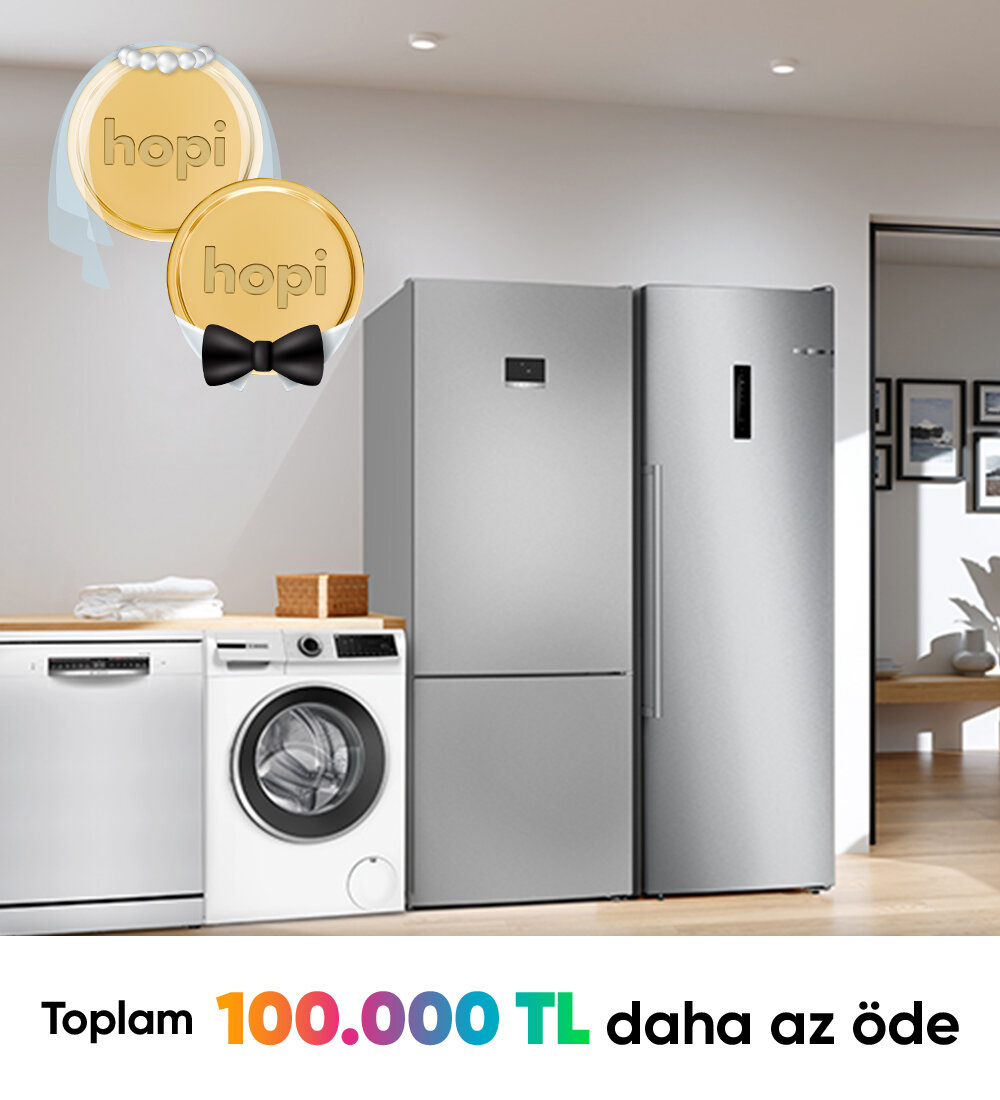 BOSCH mağazalarında 2’li beyaz eşya alışverişlerinde 6.000 TL daha az öde. Sağ üst köşedeki paylaş ikonuna tıkla, düğün hazırlığı yapan yakınlarına WhatsApp’tan gönder, sen de mutluluklarına destek ol. :)6.000 TL daha az öde -1