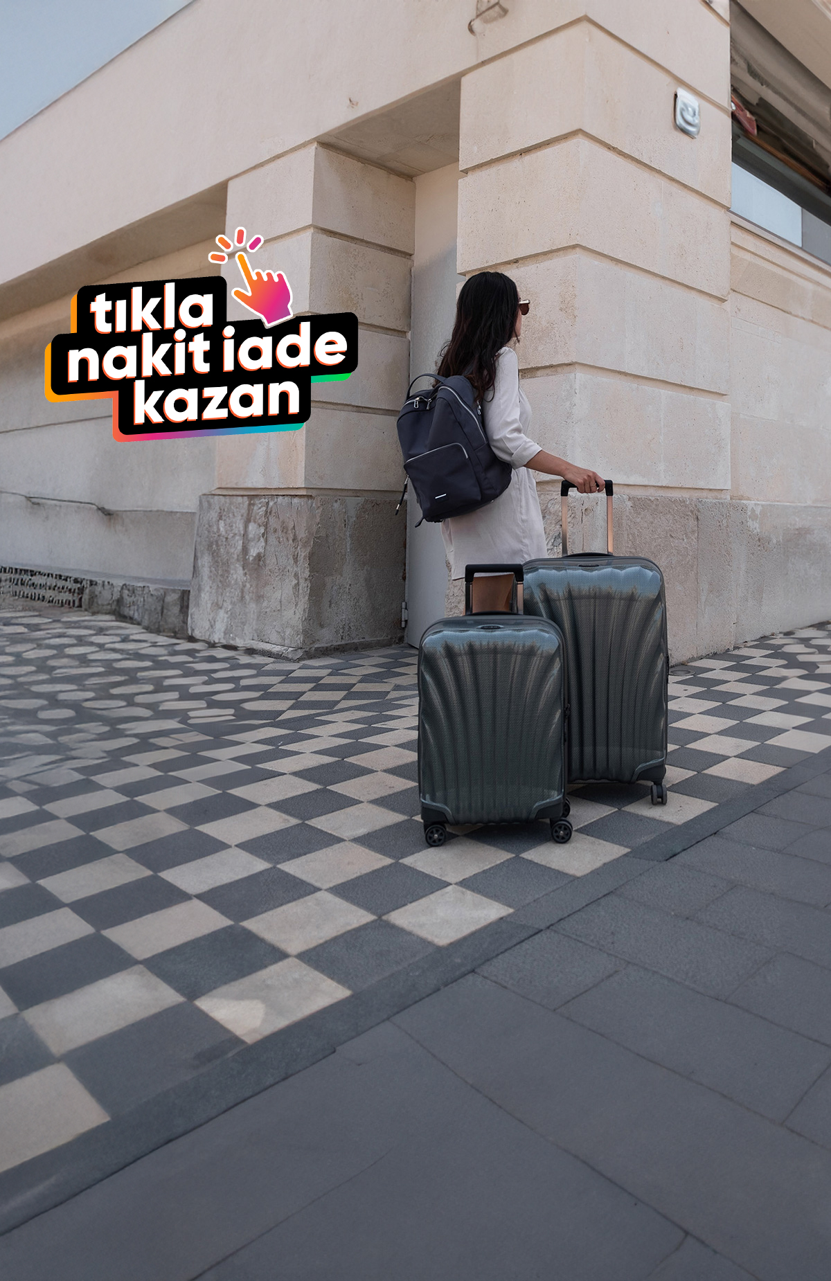 Tıkla Kazan butonuyla samsonite.com.tr'den yapacağın alışverişlerde Hopipay Kart'ına %1,5 nakit iade kazan. Detaylar aşağıda.%1,5 nakit iade kazan -1
