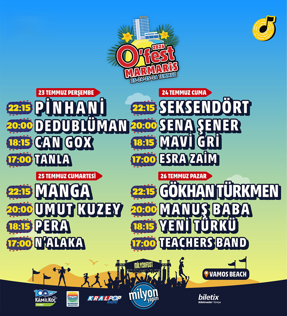 Vamos Beach Marmaris'de gerçekleşecek olan Ofest Marmaris 2026 konser etkinliği biletlerine %50 daha az öde.%50 daha az öde -1