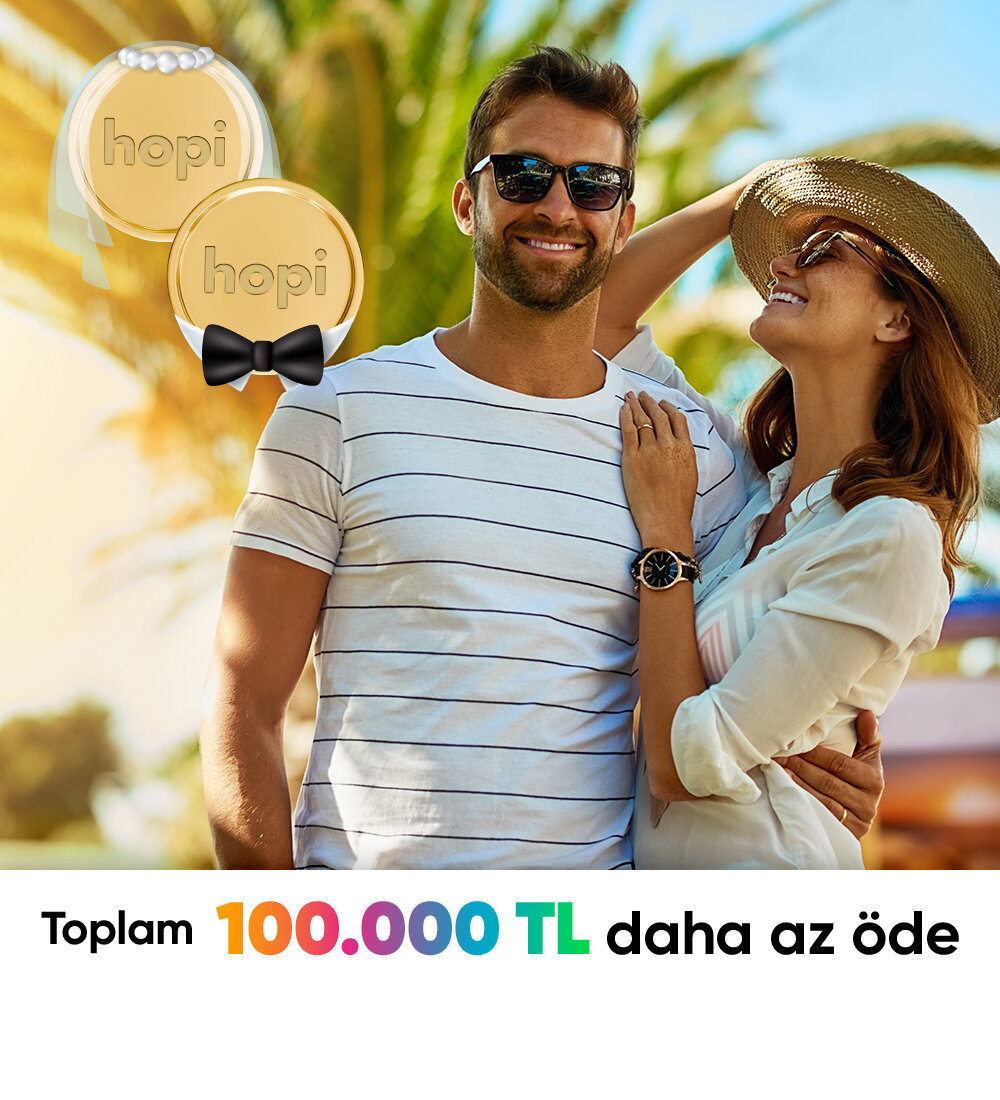 tatilbudur.com'da seçili otellerdeki 100.000 TL ve üzeri rezervasyonlarında 5.000 TL daha az öde. Sağ üst köşedeki paylaş ikonuna tıkla, düğün hazırlığı yapan yakınlarına WhatsApp’tan gönder, sen de mutluluklarına destek ol. :)5.000 TL daha az öde -2