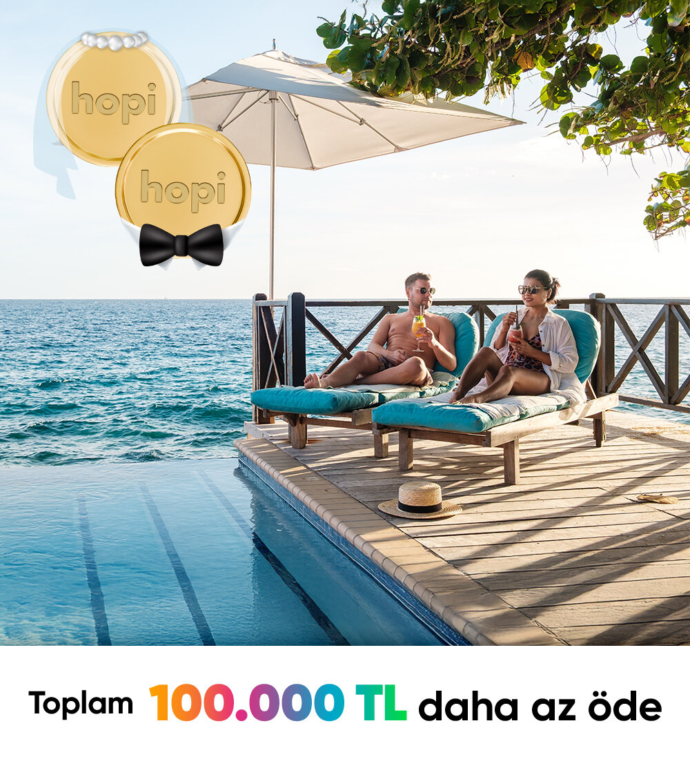 Jolly ile 100.000 TL ve üzeri seçili yurtiçi otel rezervasyonlarında geçerli 5.000 Paracık kazan. Sağ üst köşedeki paylaş ikonuna tıkla, düğün hazırlığı yapan yakınlarına WhatsApp’tan gönder, sen de mutluluklarına destek ol. :)5.000 Paracık kazan -2