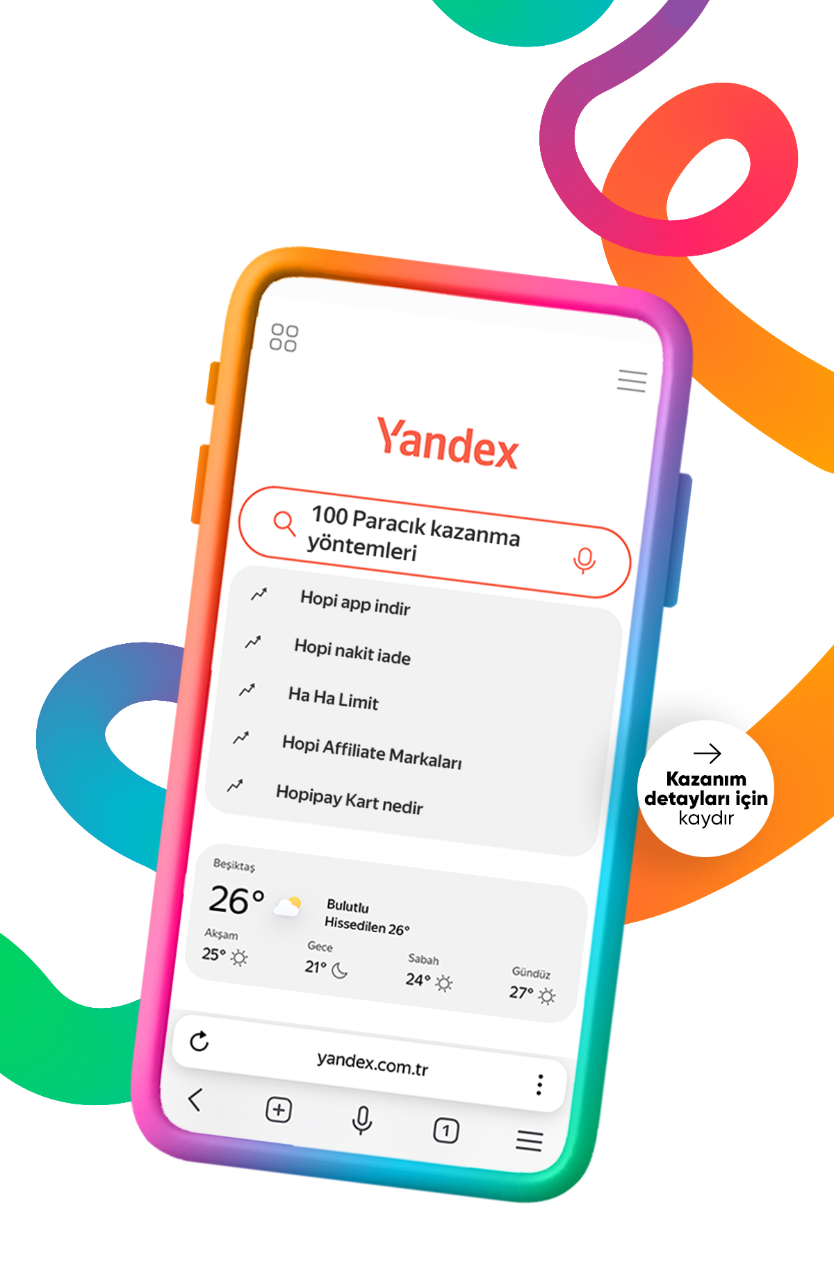 Tıkla kazan butonuyla yönlenip arama motorunu Yandex yaparak 2 haftada farklı günlerde 3 arama gerçekleştir, 100 Paracık kazan. Detaylar aşağıda.100 Paracık kazan -1